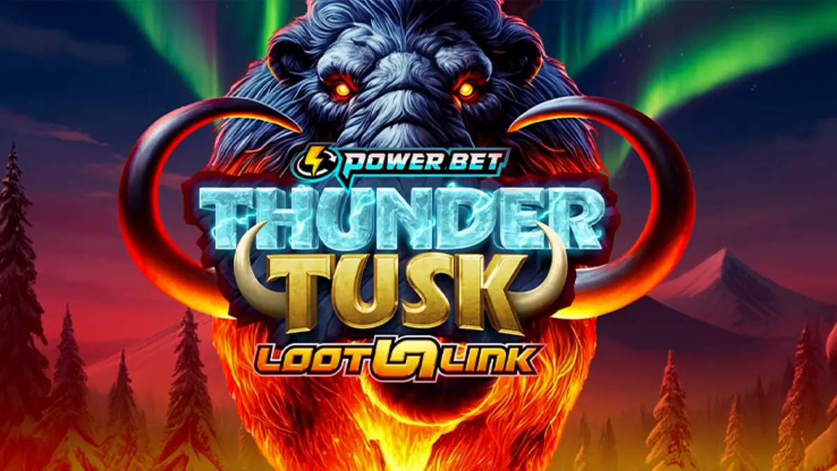 Interface do slot Thunder Tusk em um dispositivo móvel mostrando a grade de jogo expansível