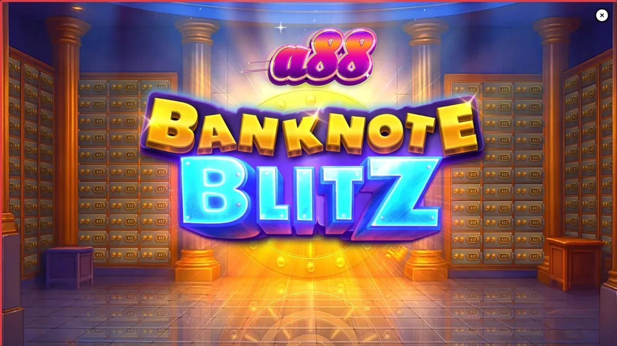 Interface do jogo Banknote Blitz com moldura dourada e notas de banco